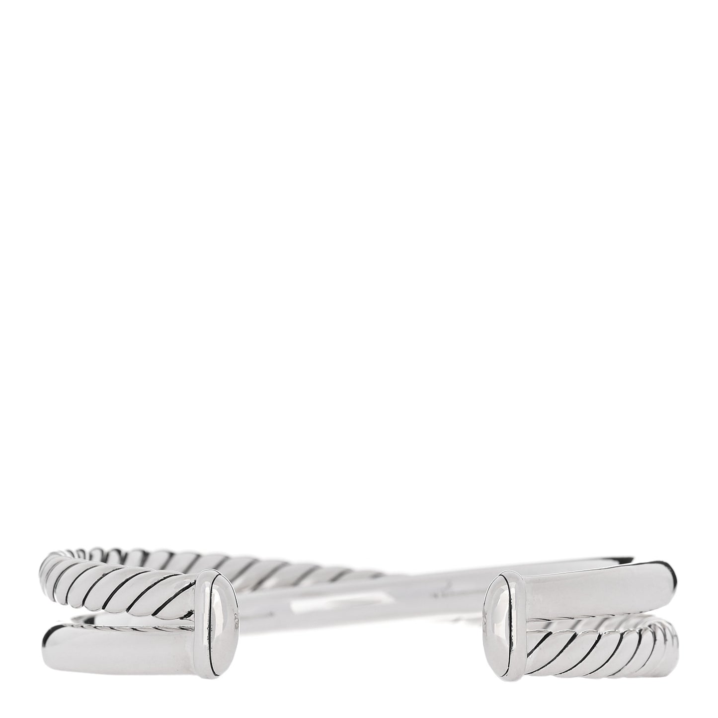 Sterling Silver 11mm Crossover 2 Row Cuff Bracelet