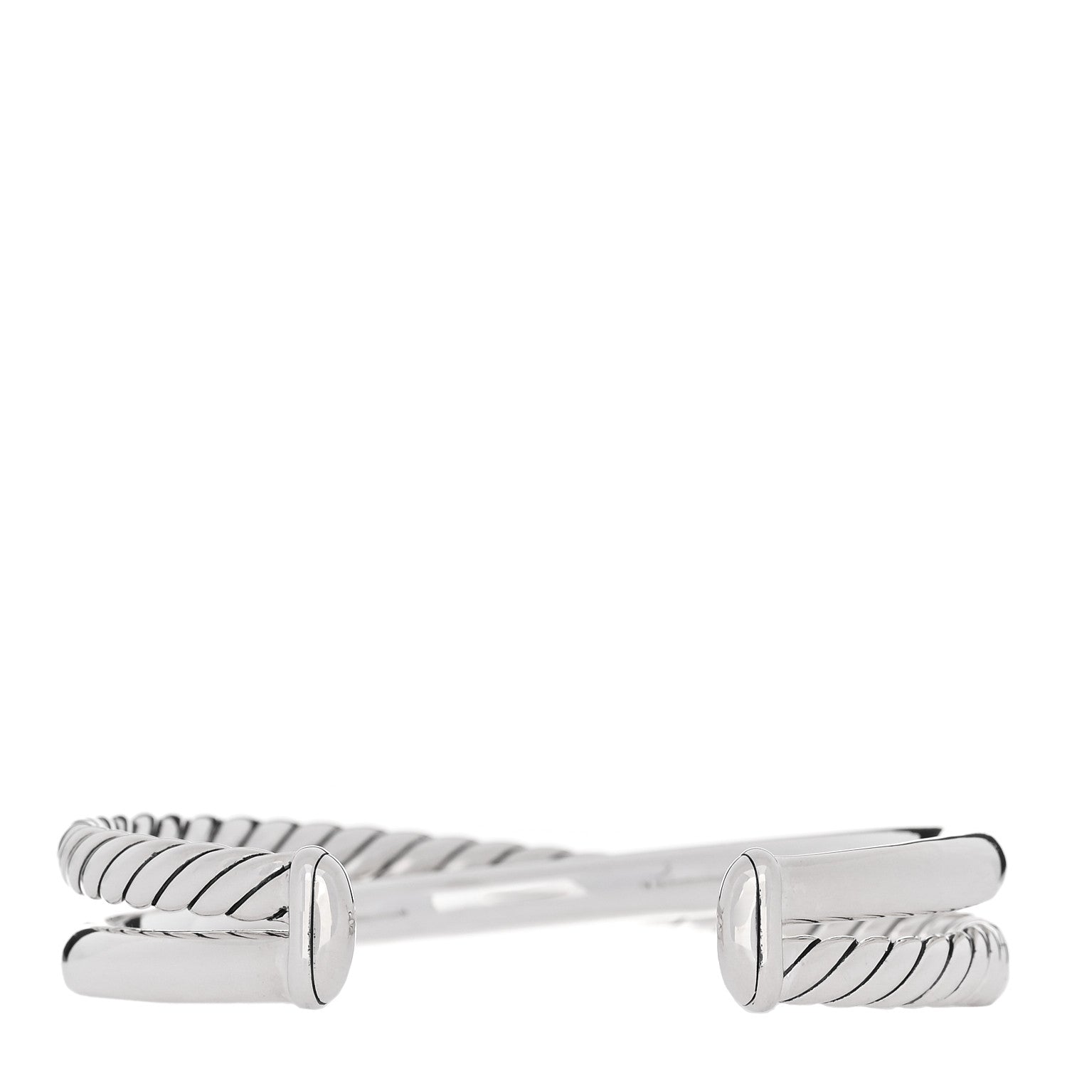 David Yurman Sterling Silver 11mm Crossover 2 Row Cuff Bracelet 2 of 3