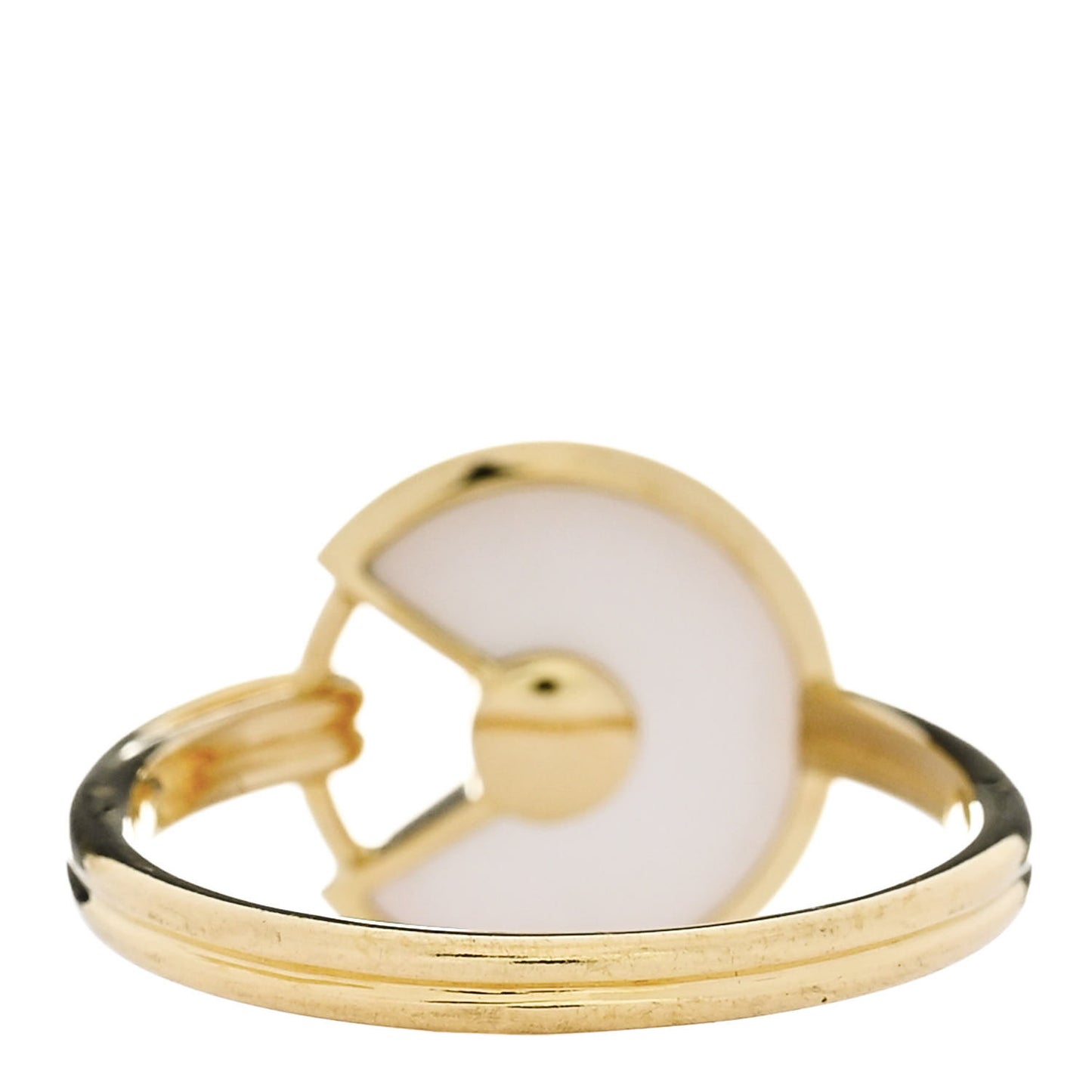 18K Yellow Gold Diamond Mother of Pearl Amulette de Cartier Ring 52 6