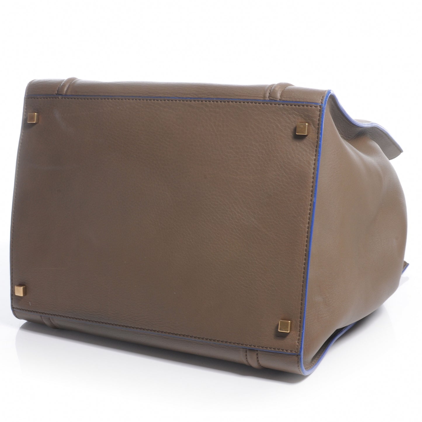 Smooth Calfskin Large Phantom Luggage Khaki Cobalt Trim