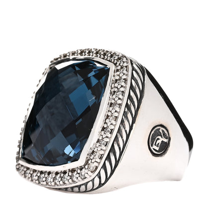 David Yurman Sterling Silver Diamond Hampton Blue Topaz 20mm Albion Statement Ring 55 7.25 3 of 5