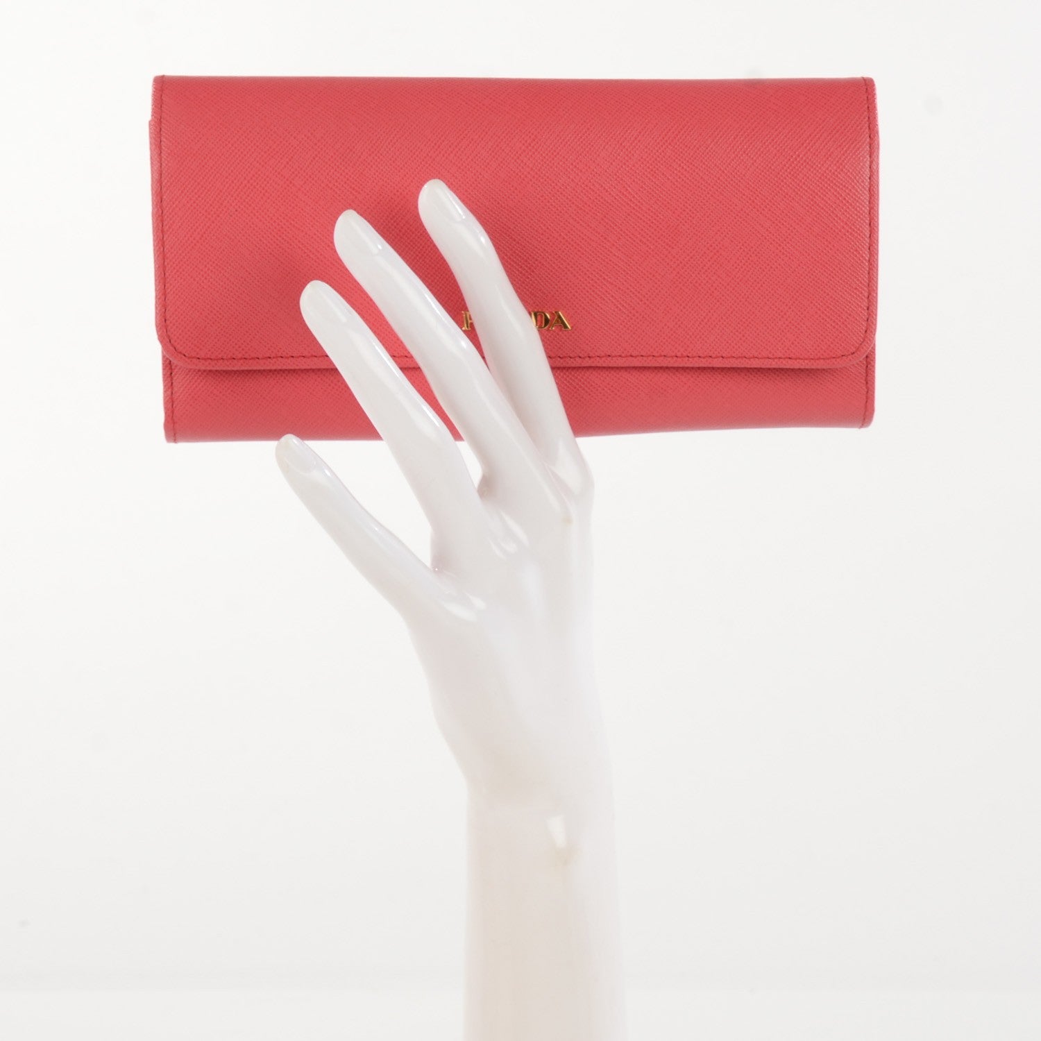 Prada Saffiano Bi-Color Phenix Flap Over Wallet Fragola Talco 2 of 10