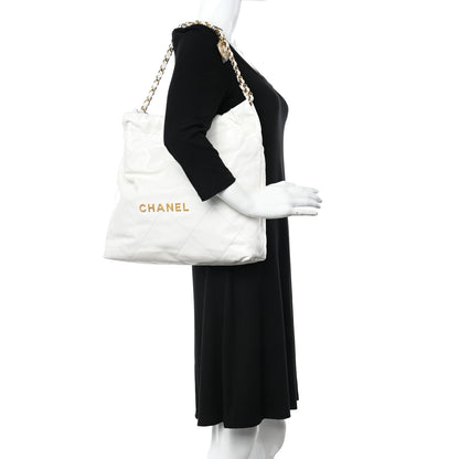 Chanel Shiny Calfskin Quilted Chanel 22 White 3 of 12