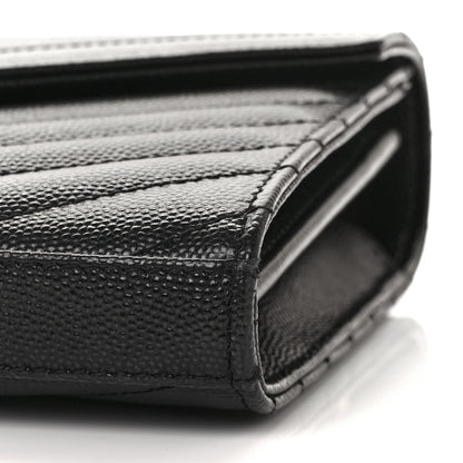Saint Laurent Grain De Poudre Matelasse Chevron Monogram Chain Wallet Black 8 of 8