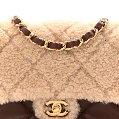 Chanel Shearling Lambskin Quilted Mini Furry Coco Flap Beige Dark Brown 8 of 10