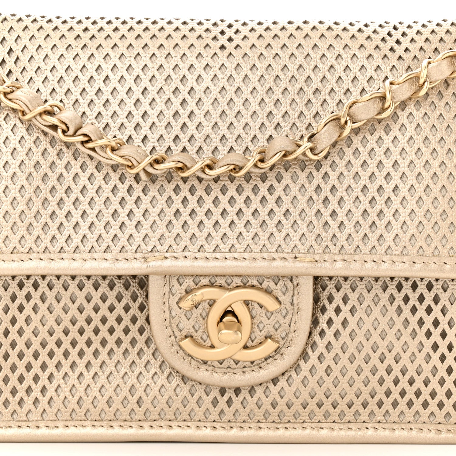 Chanel Metallic Perforated Calfskin Medium Up In The Air Flap Gold 8 of 10