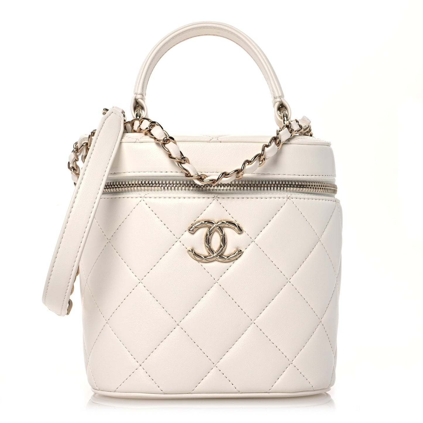 Lambskin Quilted Trendy CC Vanity Case White