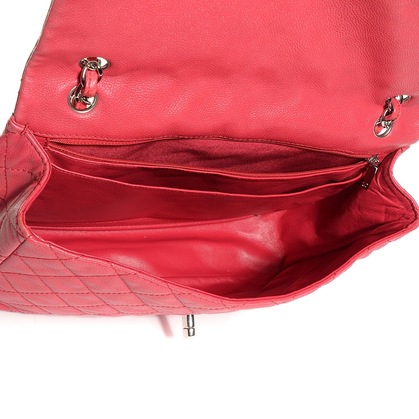 Washed Caviar Maxi Single Flap Fuchsia