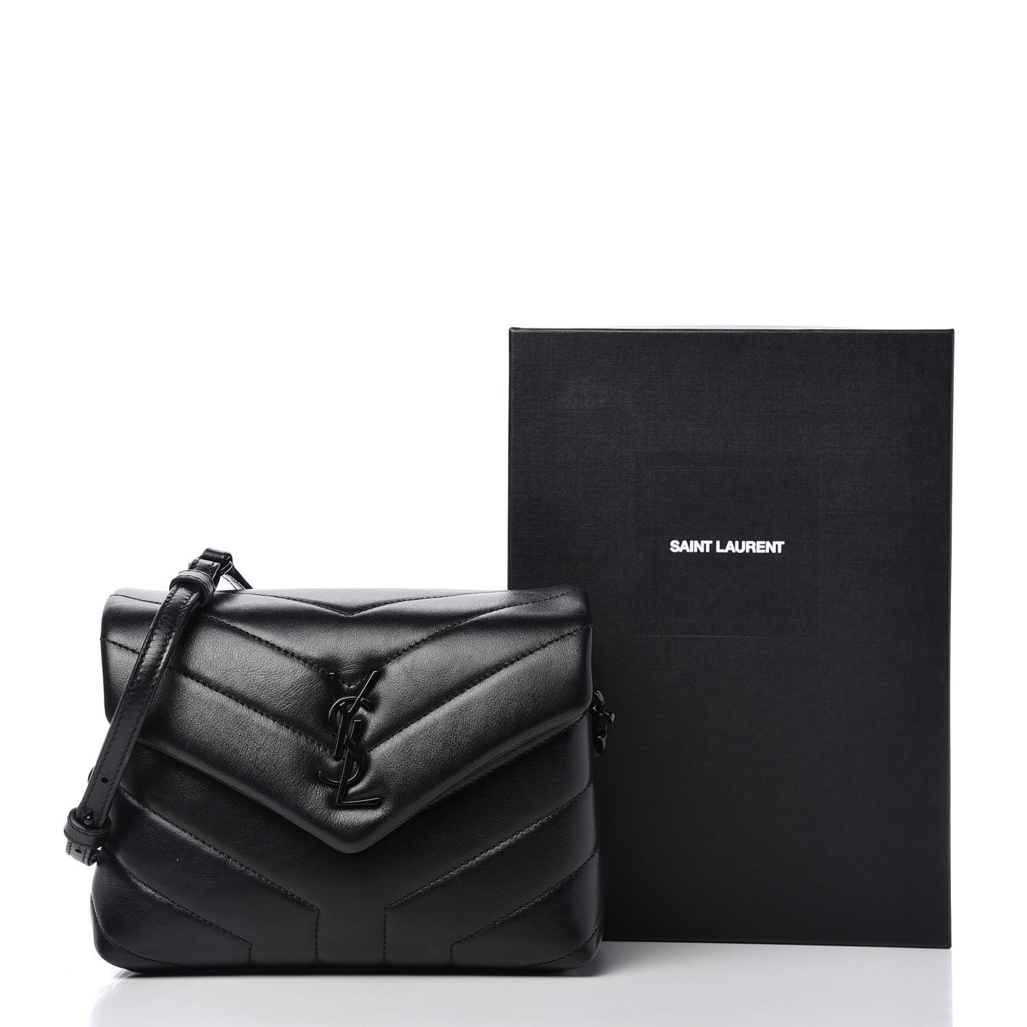 Calfskin Y Quilted Monogram Toy Loulou Crossbody Bag Black