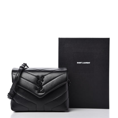 Saint Laurent Calfskin Y Quilted Monogram Toy Loulou Crossbody Bag Black 10 of 10