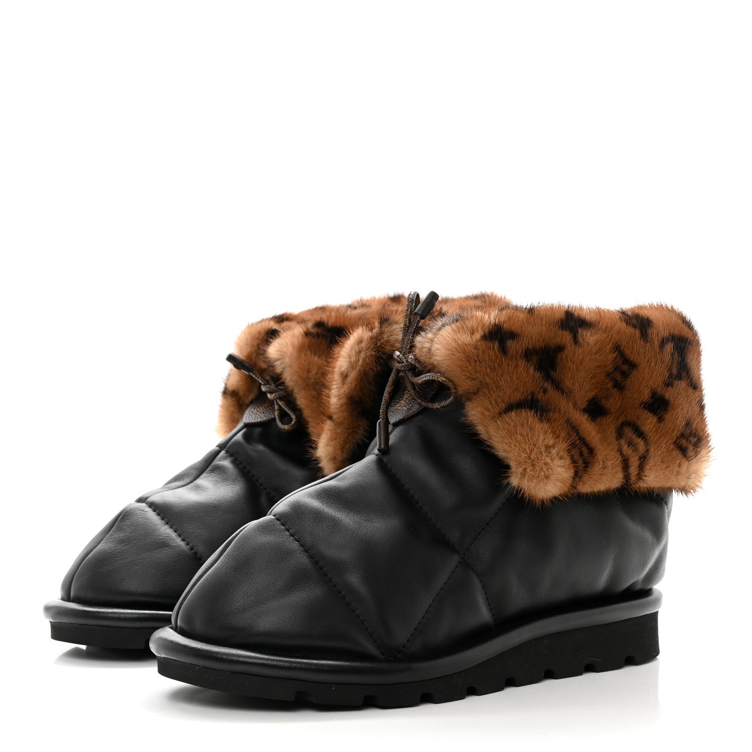 Louis Vuitton Mink Fur Lambskin Quilted Pillow Ankle Boots 38 Black 3 of 7