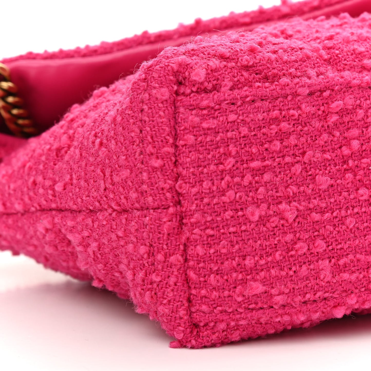 Boucle Tweed Quilted Toy Loulou Puffer Monogram Chain Satchel Magenta
