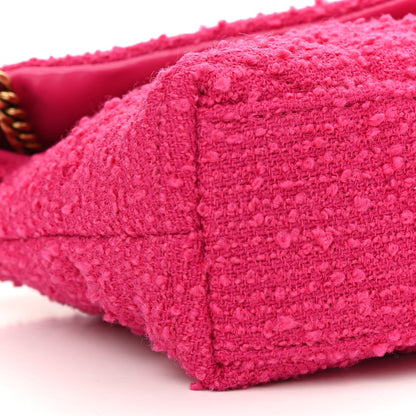 Saint Laurent Boucle Tweed Quilted Toy Loulou Puffer Monogram Chain Satchel Magenta 10 of 11