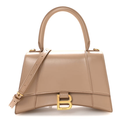 Balenciaga Shiny Box Calfskin Small Hourglass Top Handle Bag Sand 1 of 9