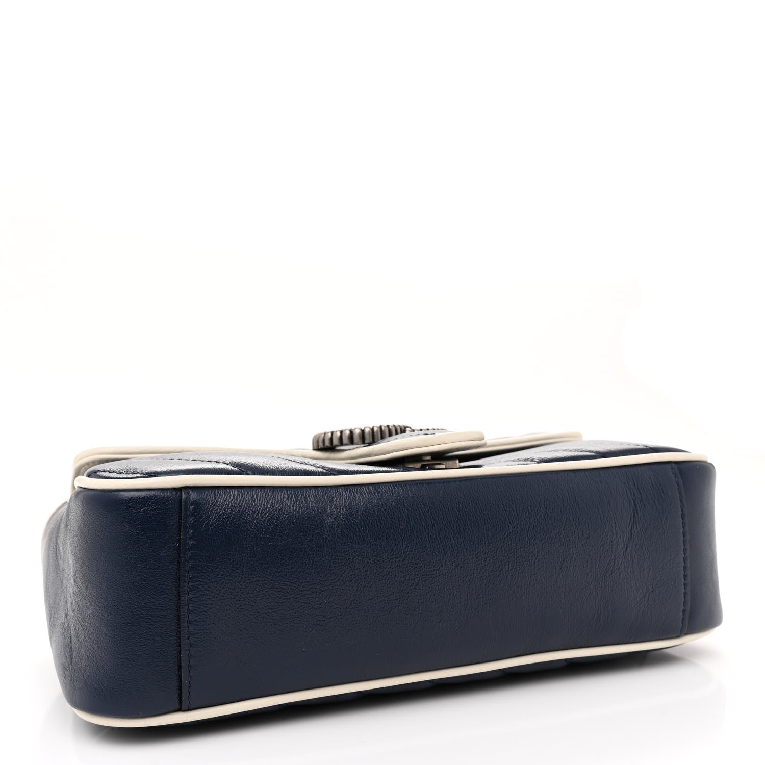 Gucci Vintage Effect Calfskin Matelasse Diagonal Small Torchon GG Marmont Shoulder Bag Blue Agata Mystic White 4 of 11