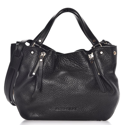 Burberry Grainy Calfskin House Check Small Maidstone Black 1 of 10