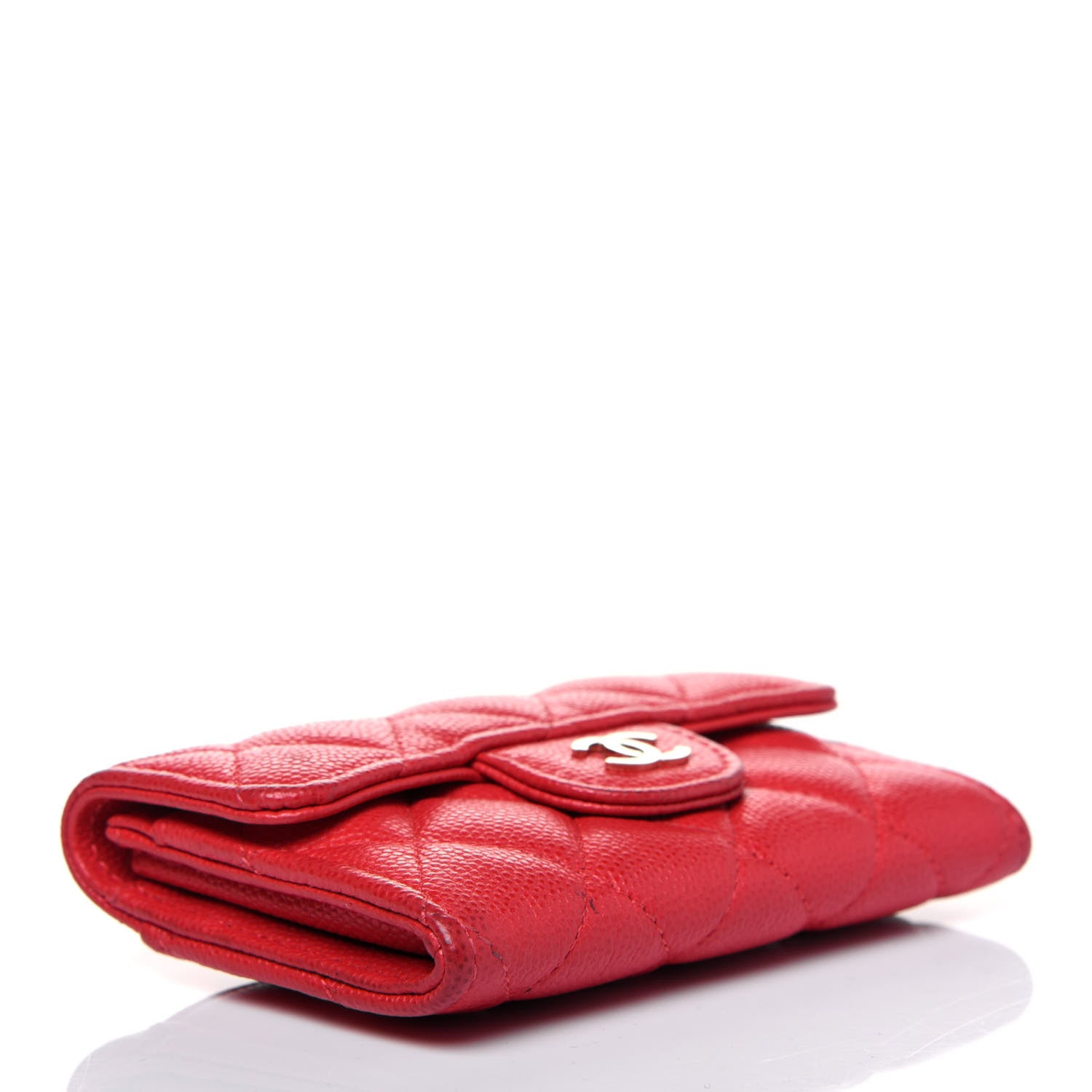 Chanel Caviar Quilted Flap Card Holder Wallet Red 4 of 18