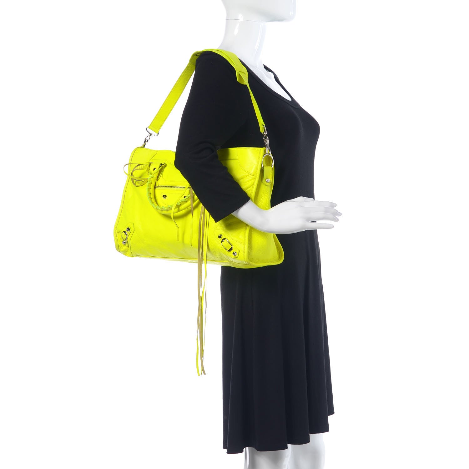 Balenciaga Agneau Classic Silver Hardware City Jaune Fluo 2 of 10