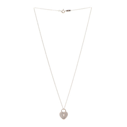 Tiffany 18K Rose Gold Diamond Heart Lock Pendant Necklace 3 of 6