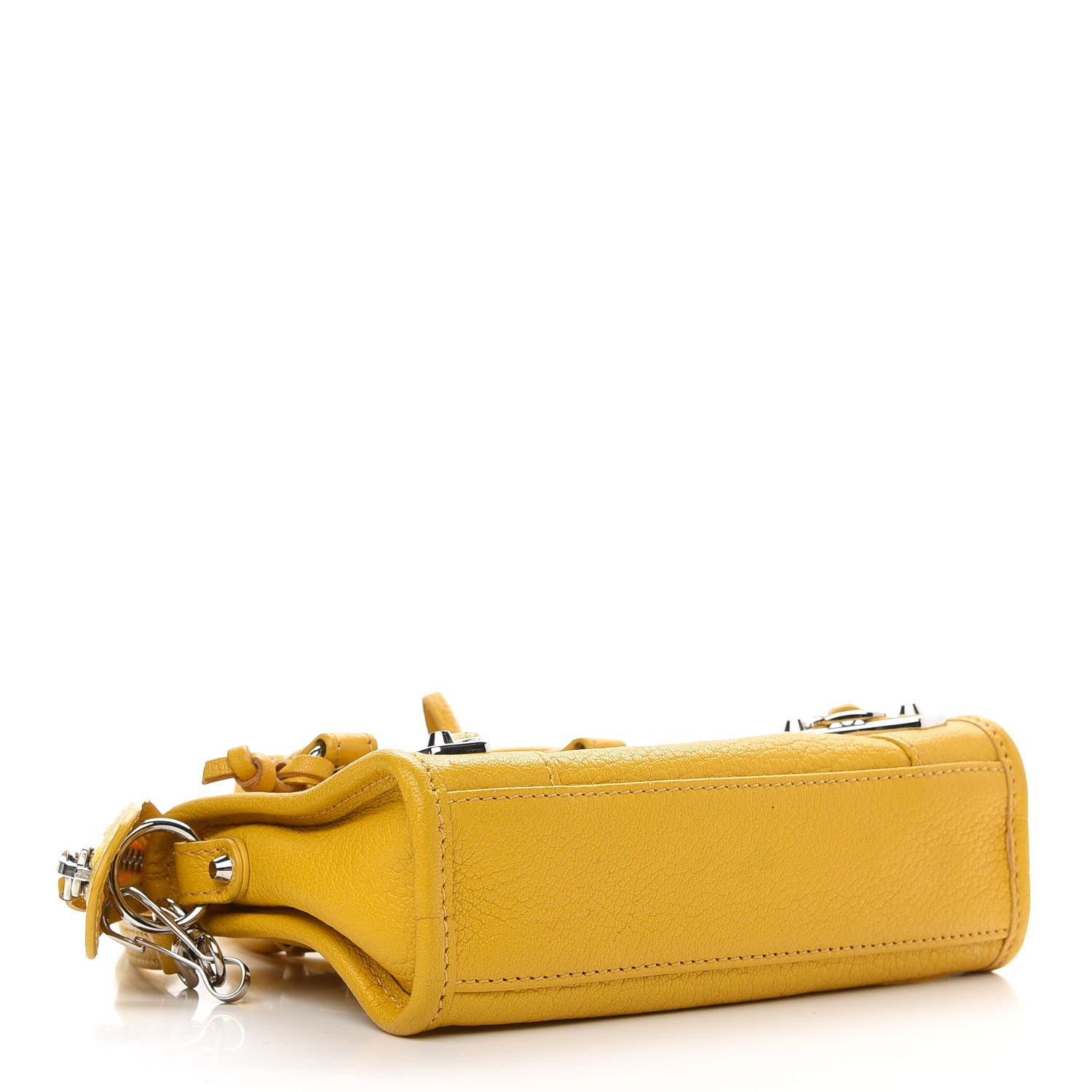Balenciaga Chevre Silver Metallic Edge Hardware Nano City Jaune Epi 4 of 9