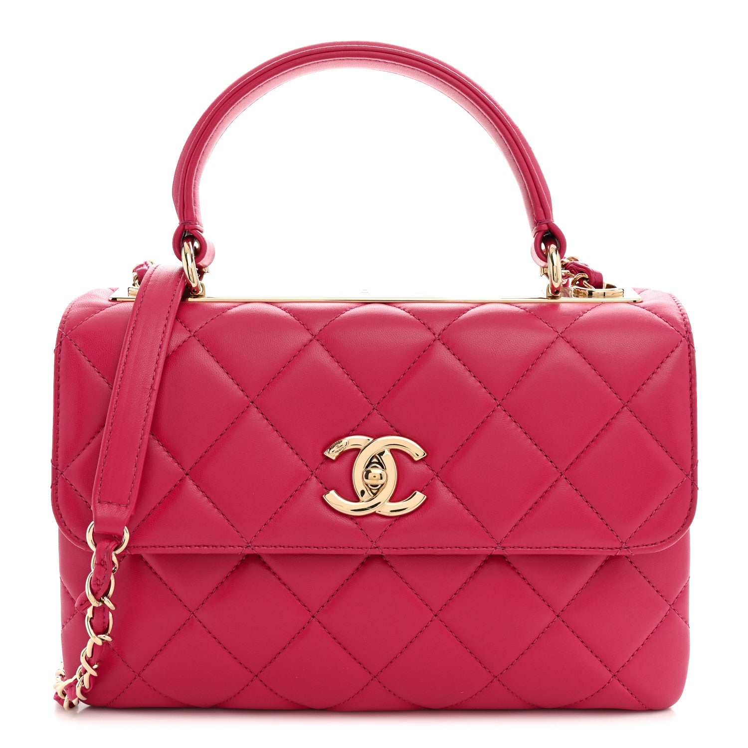 Chanel Lambskin Quilted Small Trendy CC Flap Dual Handle Bag Dark Pink 1 of 13