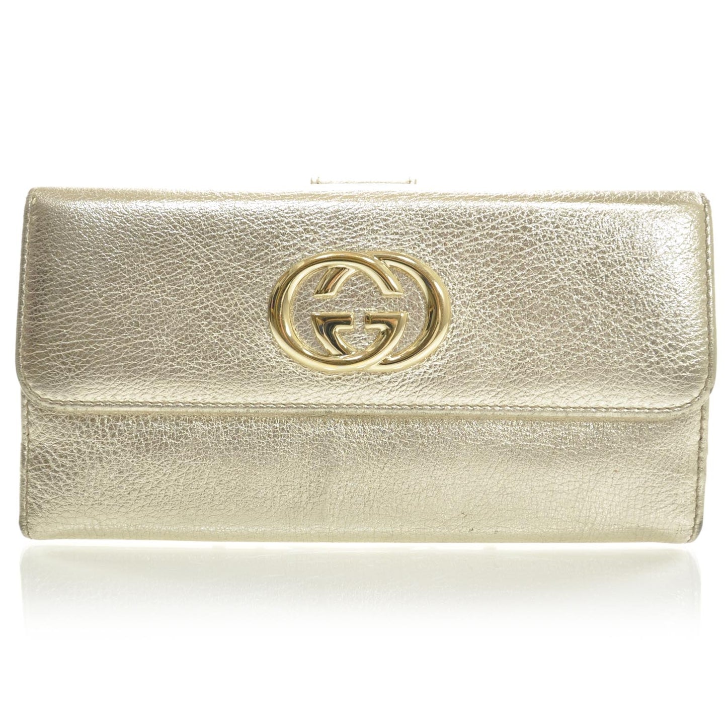 Leather Britt Continental Wallet Metallic Gold