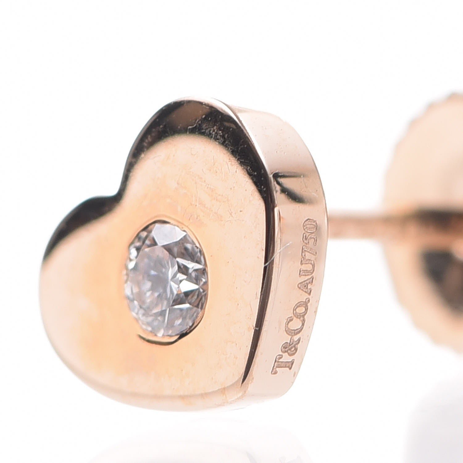 Tiffany 18K Rose Gold Diamond Paloma Picasso Modern Heart Earrings 4 of 6