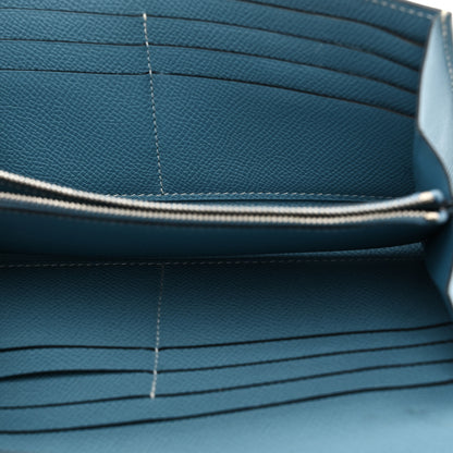 Hermes Epsom Kelly Longue Wallet Blue Jean 6 of 7