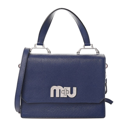 Miu Miu Goatskin Madras Miu Logo Shoulder Bag Inchiostro Bruyere 1 of 11