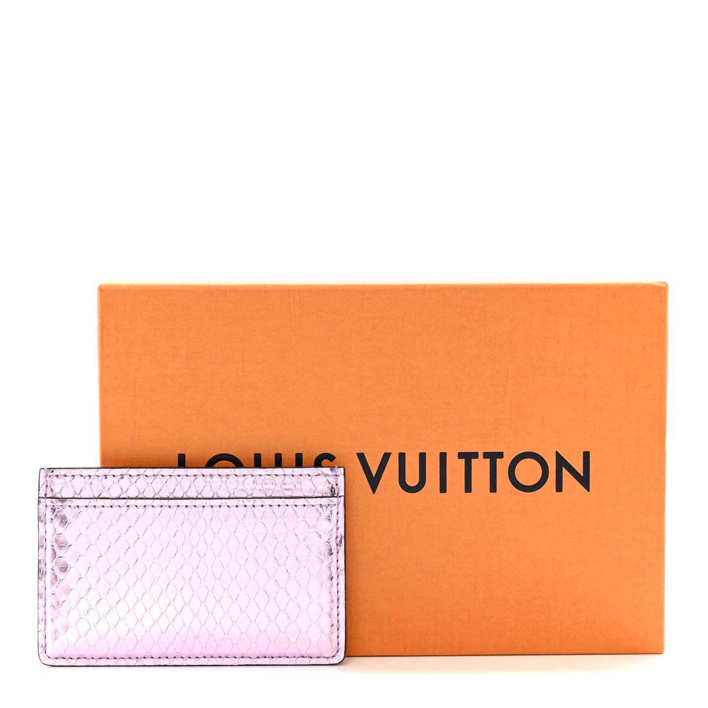 Metallic Snakeskin Card Holder Pink