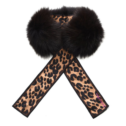 Louis Vuitton Greenland Fox Silk Leopard Bandeau Scarf Marron 1 of 3