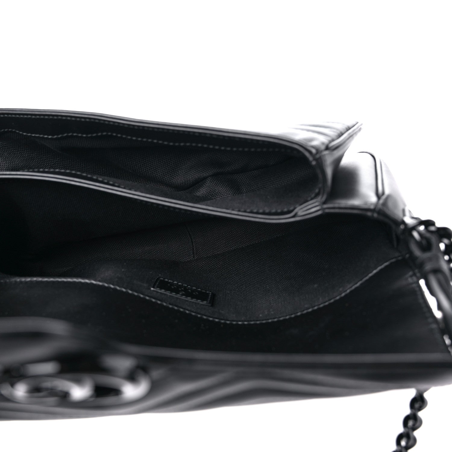Gucci Calfskin Matelasse Monochrome GG Marmont Crossbody Shoulder Bag Black 5 of 8
