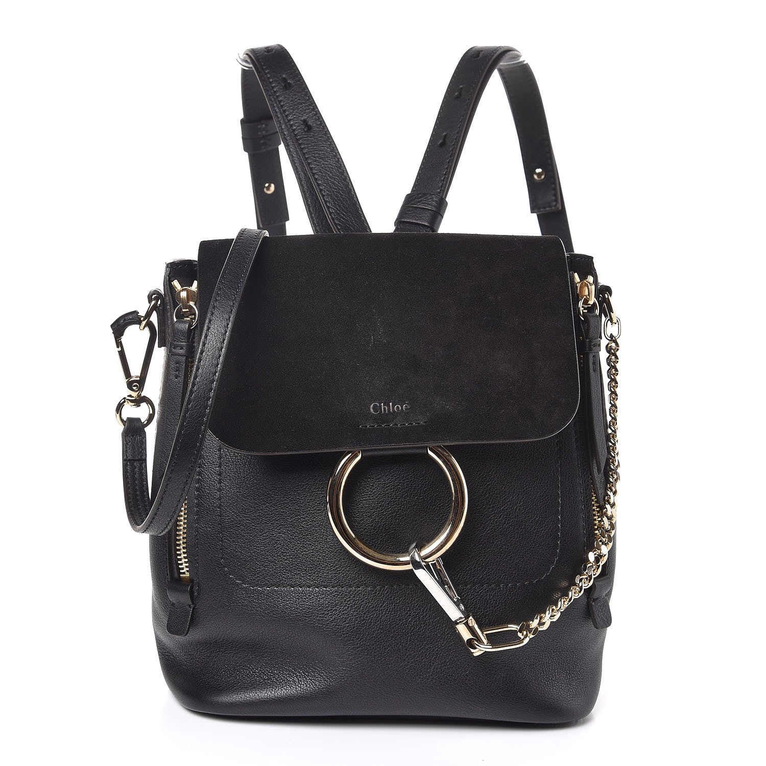 Chloe Suede Calfskin Small Faye Backpack Black 1 of 6