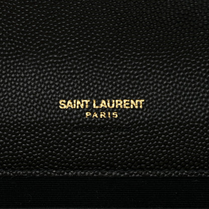 Saint Laurent Grain De Poudre Matelasse Chevron Monogram Envelope Clutch Black 6 of 7
