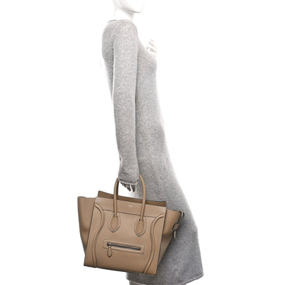 Celine Drummed Calfskin Mini Luggage Dune 2 of 11