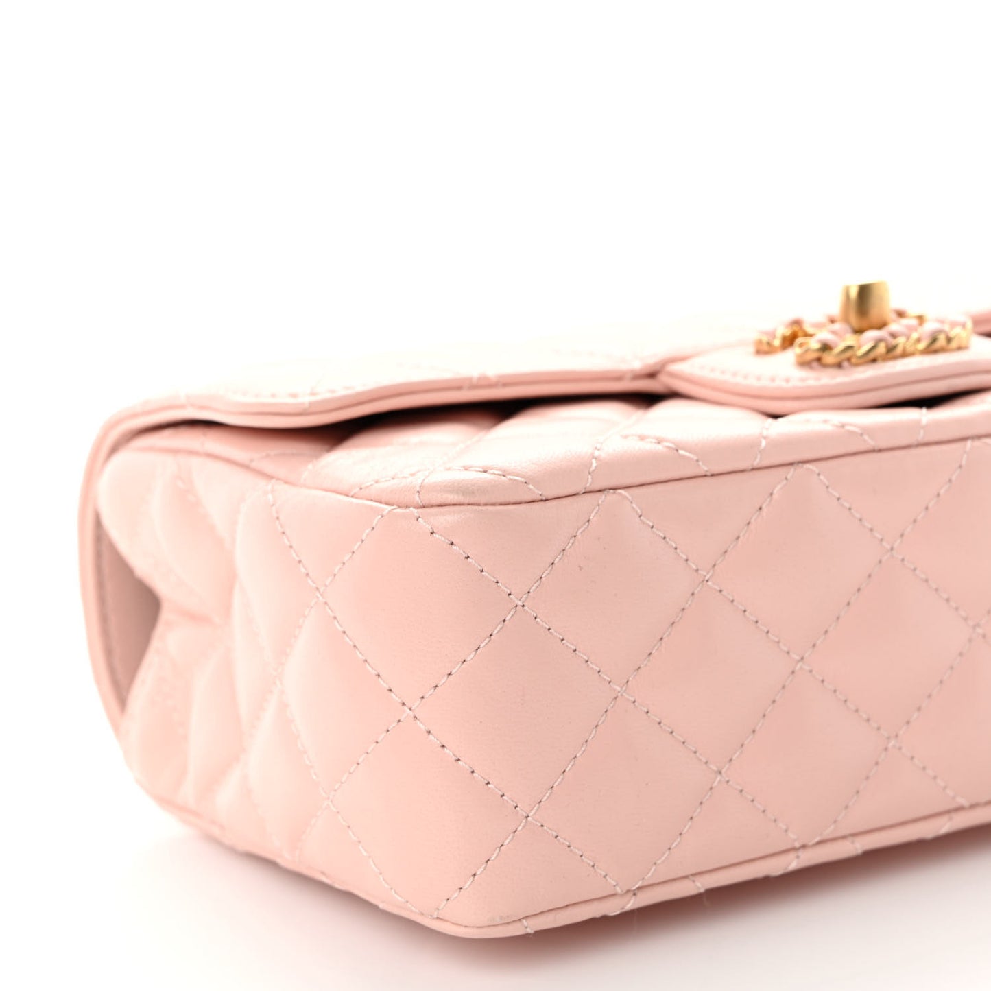 Lambskin Quilted Mini Strass On Top Flap Light Pink