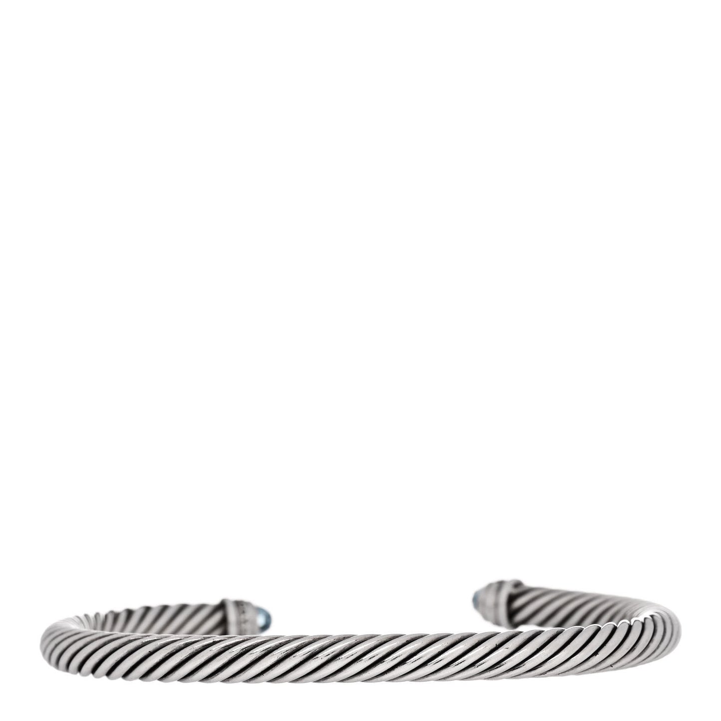 Sterling Silver Diamond Blue Topaz 5mm Cable Classics Bracelet