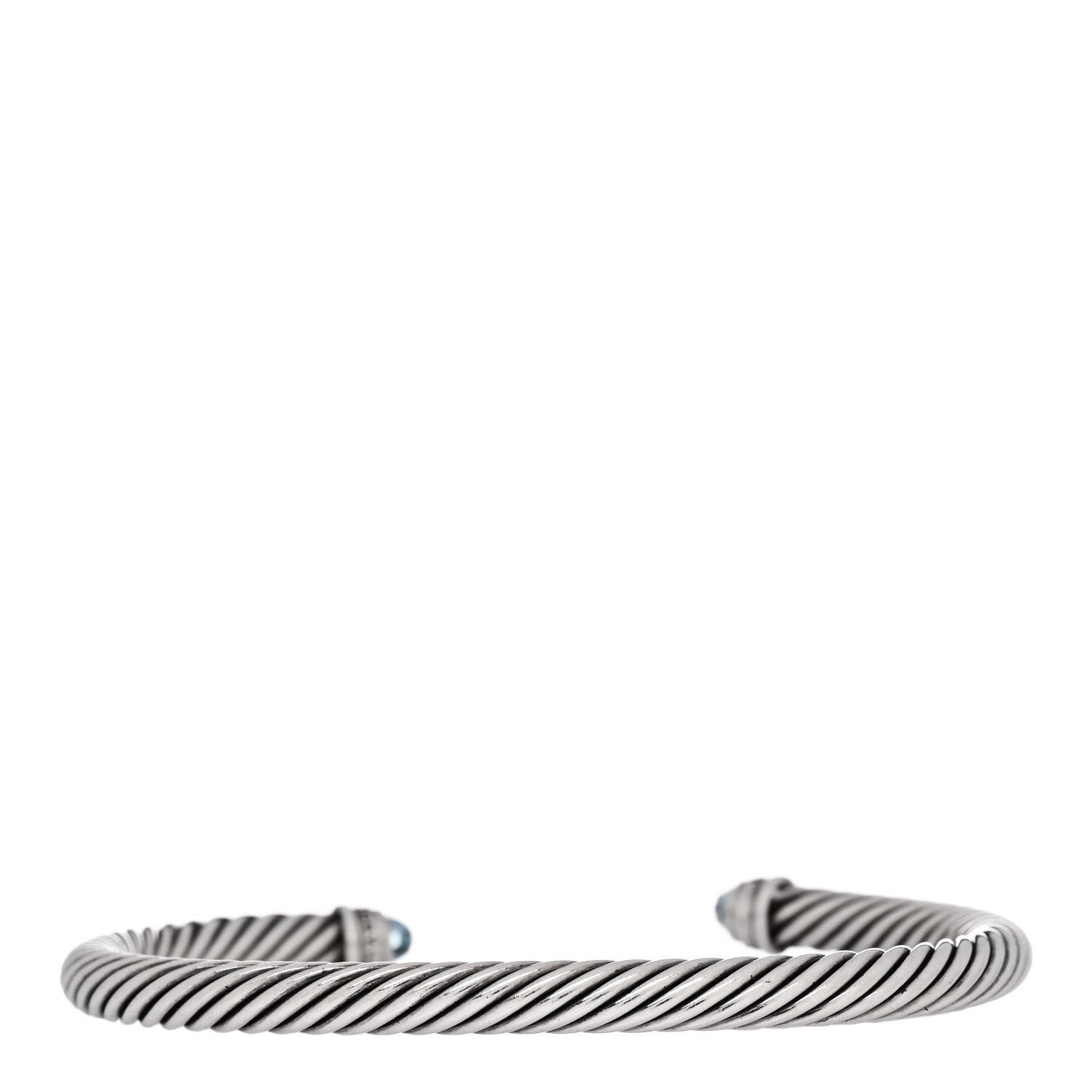 David Yurman Sterling Silver Diamond Blue Topaz 5mm Cable Classics Bracelet 2 of 4