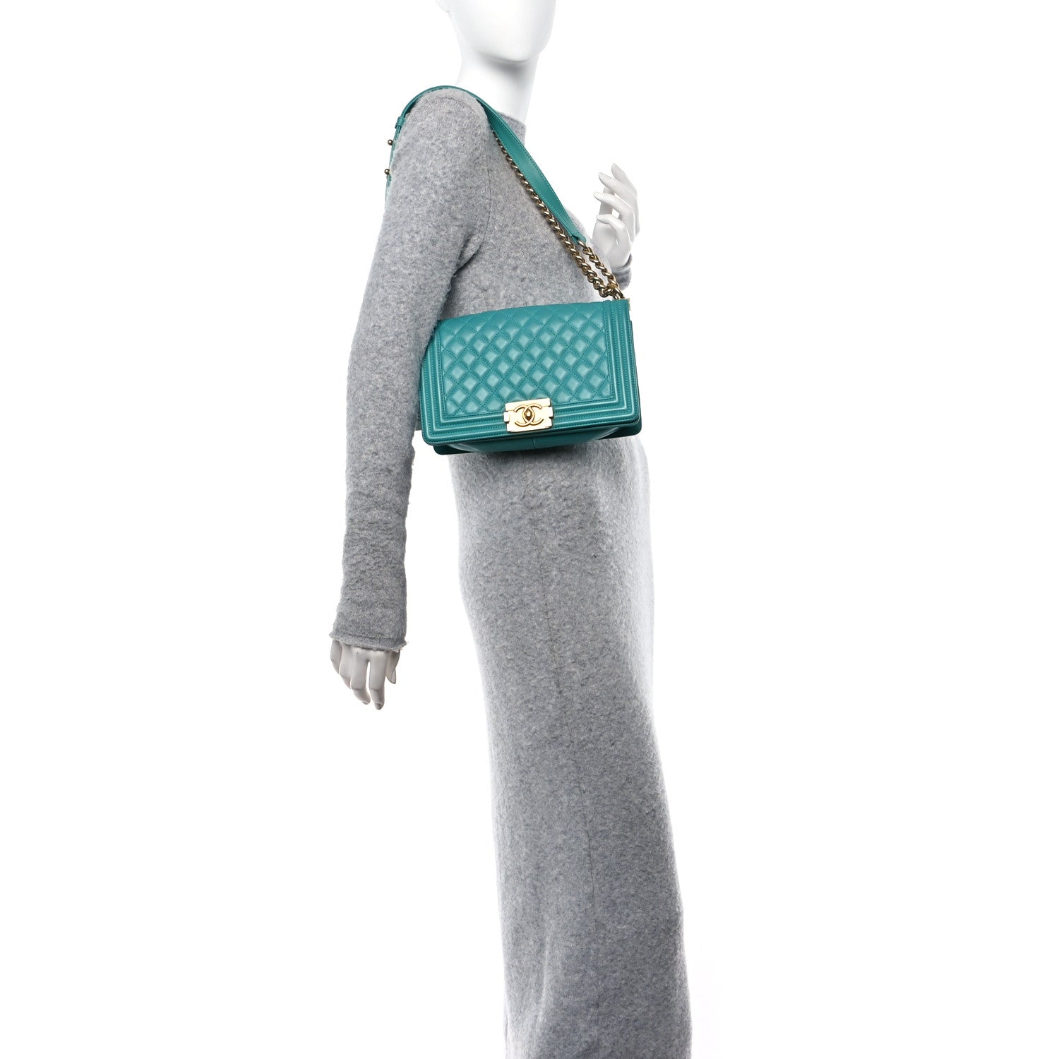 Chanel Calfskin Quilted Medium Boy Flap Turquoise 2 of 12