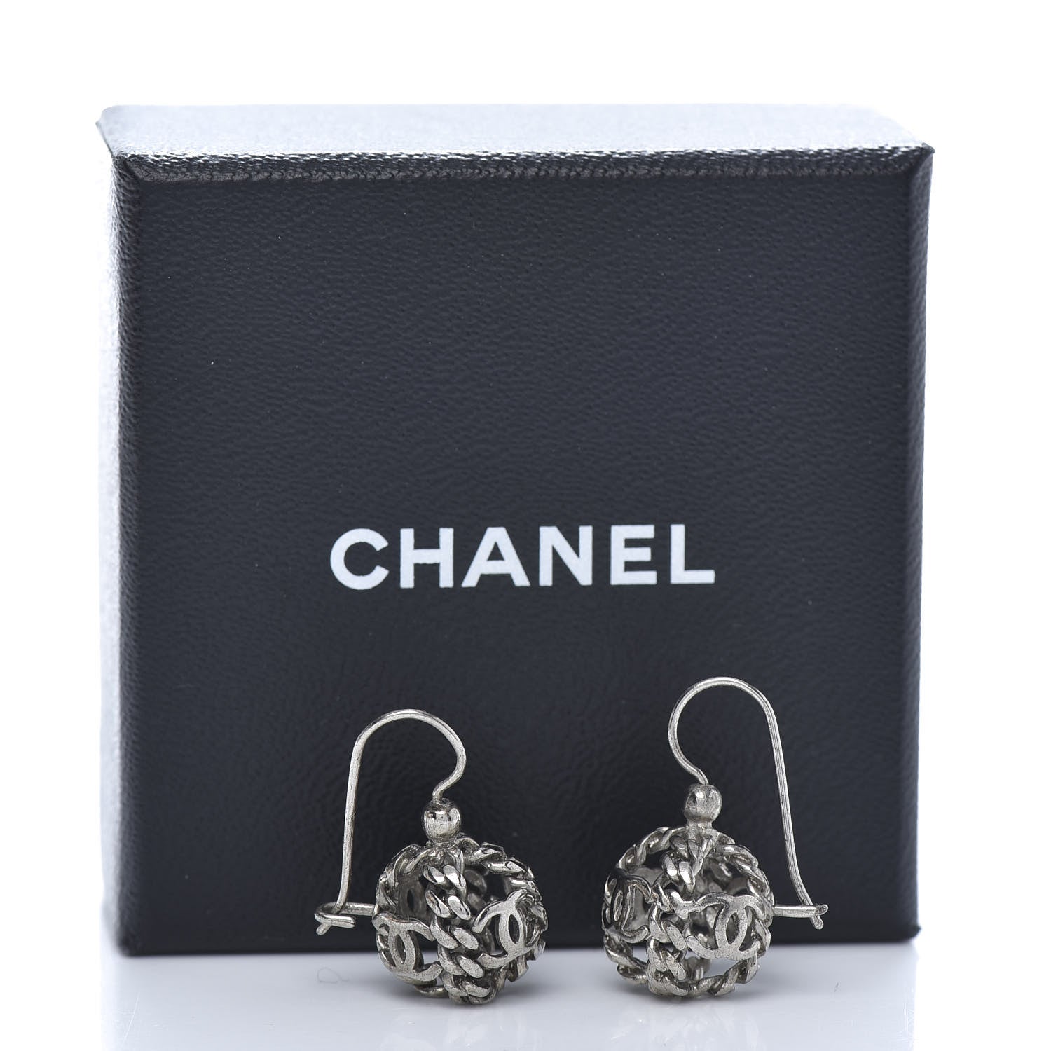 Chanel CC Round Earrings Silver 5 of 5