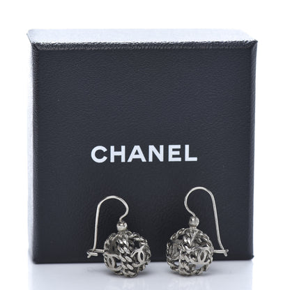 Chanel CC Round Earrings Silver 5 of 5