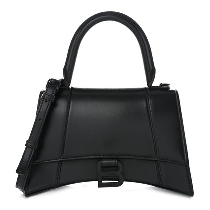 Balenciaga Shiny Box Calfskin Monochrome Small Hourglass Top Handle Bag Black 1 of 14