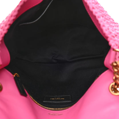 Saint Laurent Raffia Calfskin Monogram Medium Niki Chain Satchel Bright Pink 5 of 11