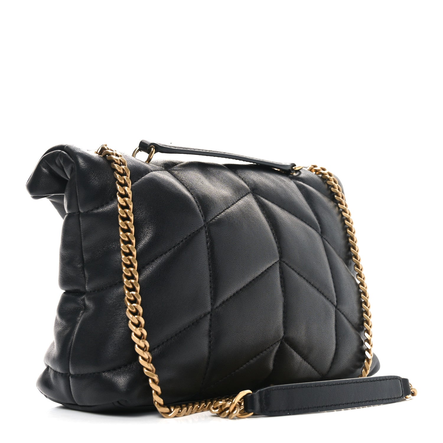 Saint Laurent Lambskin Quilted Toy Loulou Puffer Monogram Chain Satchel Black 3 of 11