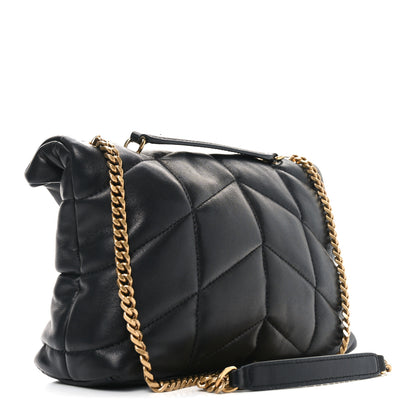 Saint Laurent Lambskin Quilted Toy Loulou Puffer Monogram Chain Satchel Black 3 of 11