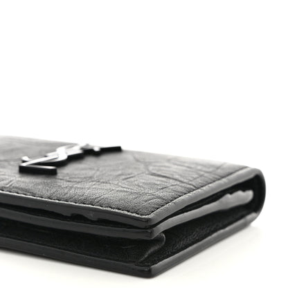 Saint Laurent Calfskin Crocodile Embossed Monogram Monochrome Business Card Holder Black 11 of 11