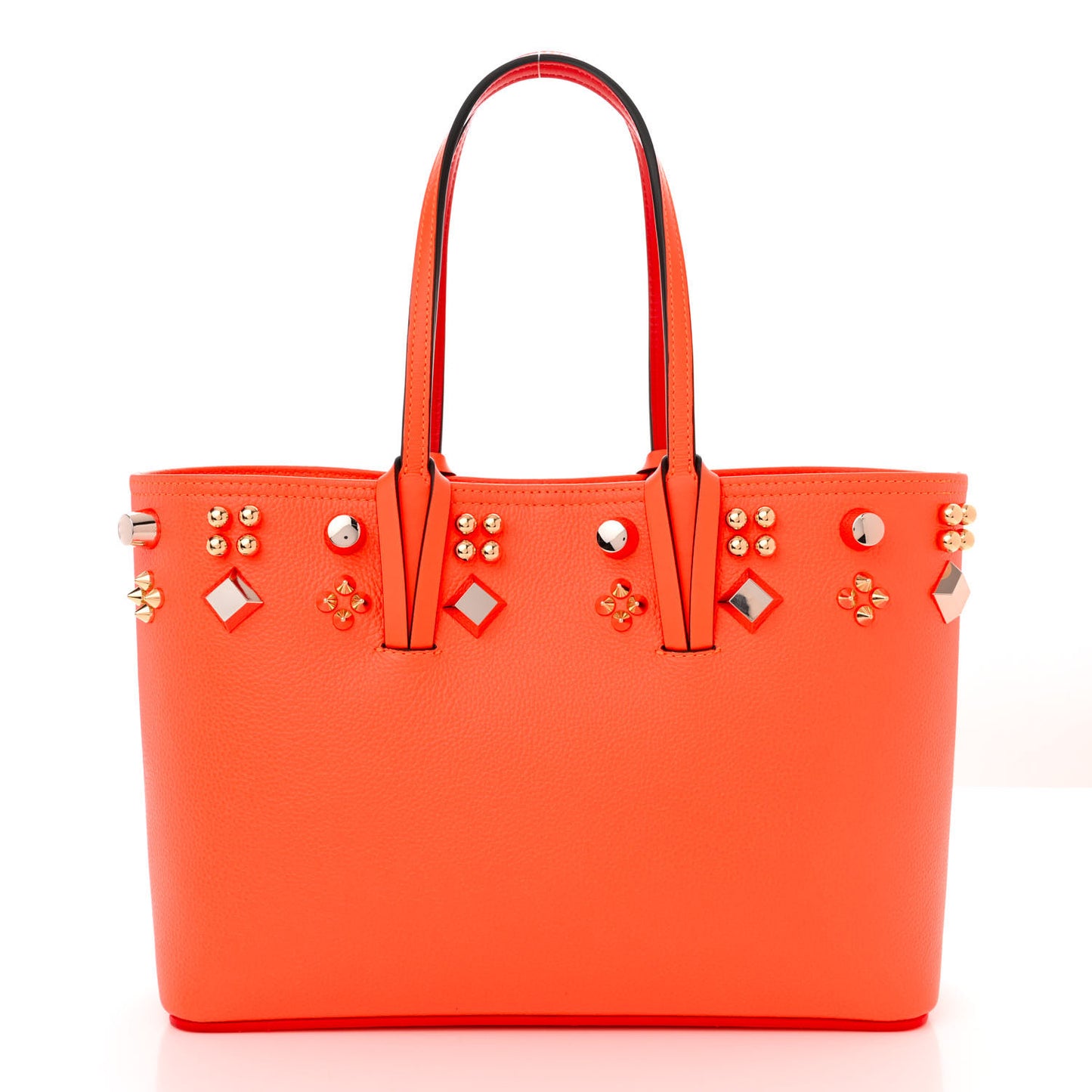 Calfskin Empire Spike Studded East West Cabata Tote Sunrise Multicolor