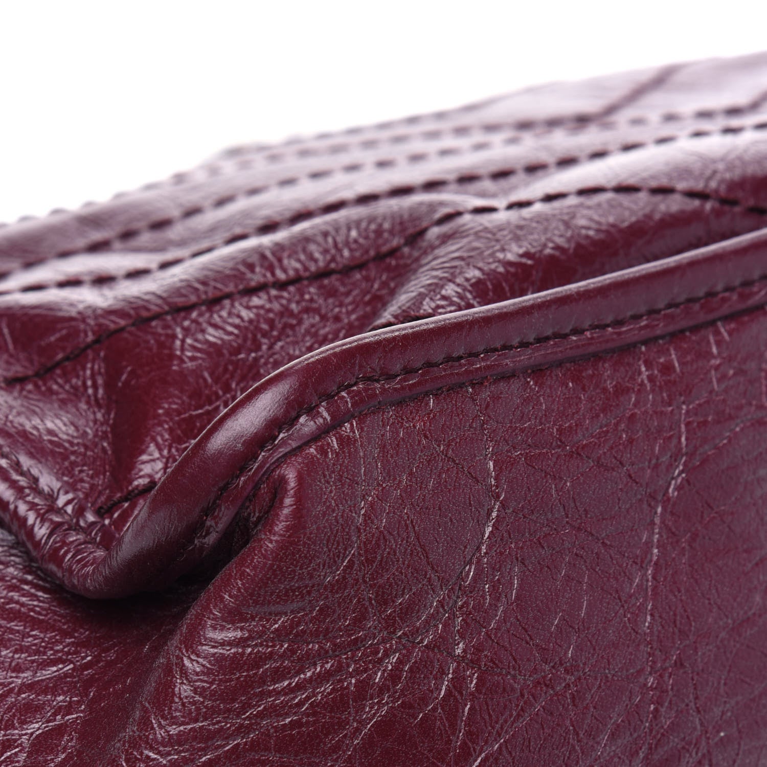 Saint Laurent Crinkled Calfskin Matelasse Monogram Medium Niki Chain Satchel Burgundy 13 of 17