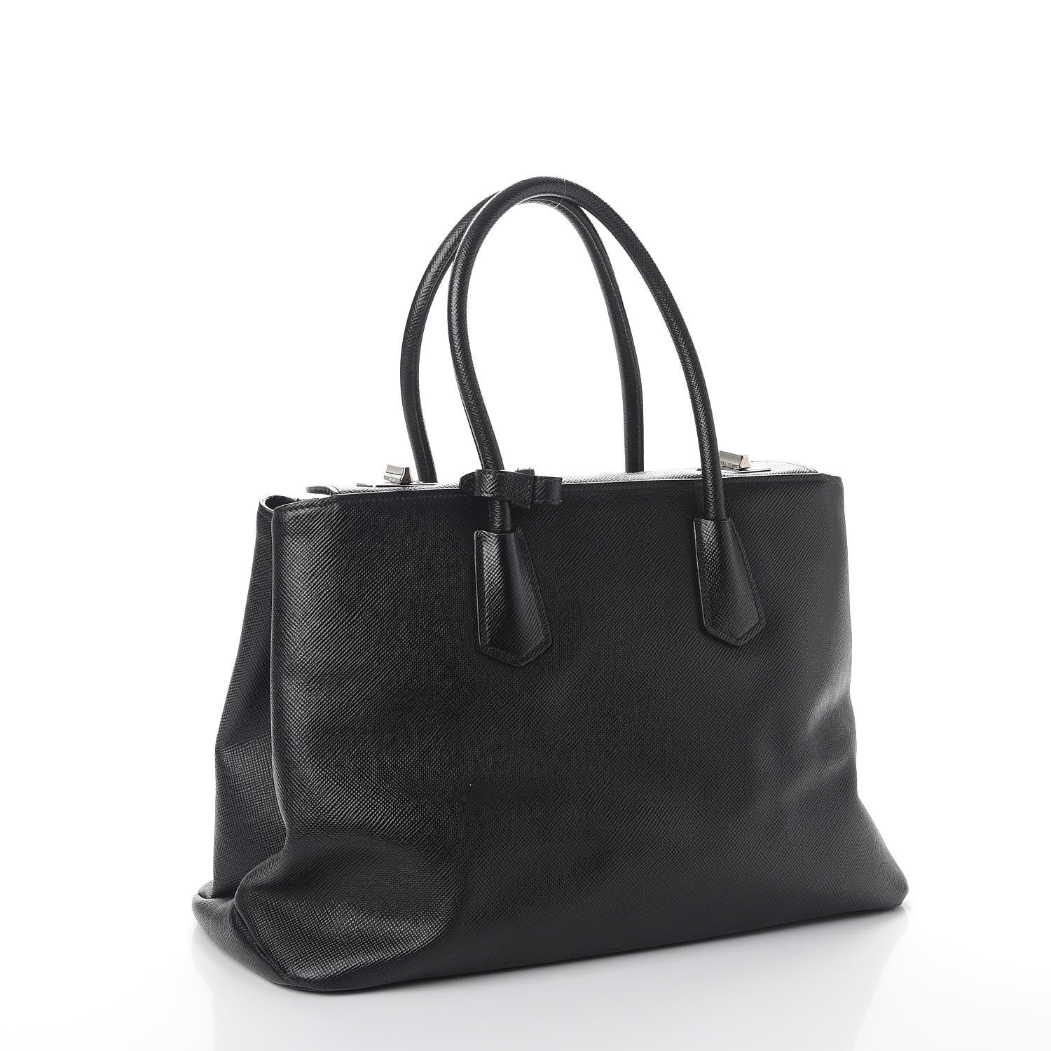 Prada Saffiano Cuir Twin Tote Nero Black 3 of 17