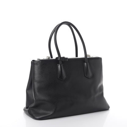 Prada Saffiano Cuir Twin Tote Nero Black 3 of 17